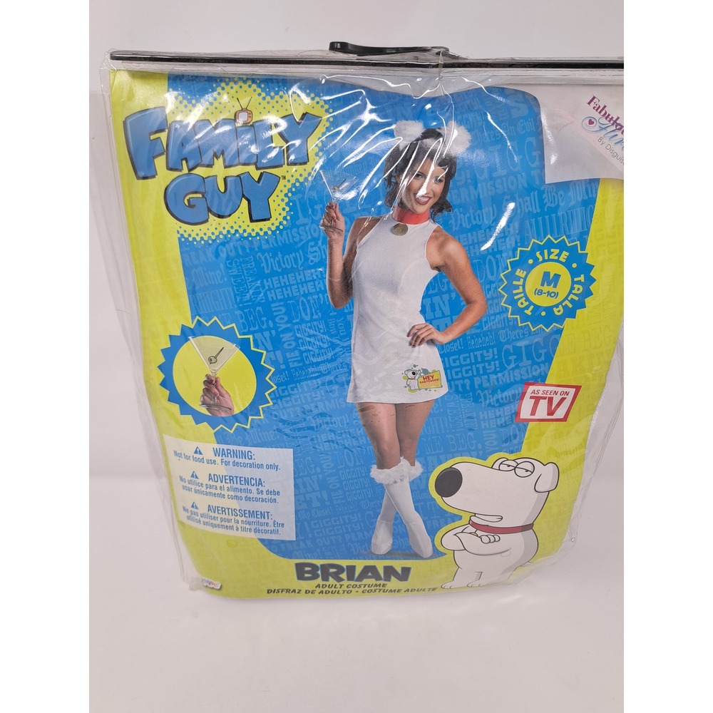 Family Guy Brian Sassy Adult Costume Disguise White Dress Size Medium 8-10